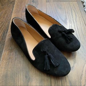 J Crew Black Tassel Loafers